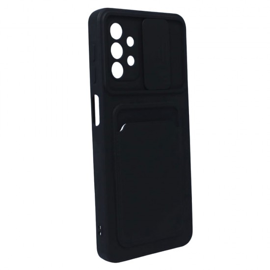 Capa Silicone Gel Samsung Galaxy A32 5g A326 Preto Com Protetor De Câmera E Bolsa Para Cartão Capa Silicone Gel Samsung Galaxy A32 5g A326 Preto Com Protetor De Câmera E Bolsa Para Cartão
