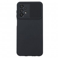 Capa Silicone Gel Samsung Galaxy A23 4g/5g Preto Com Protetor De Câmera E Janela Deslizante