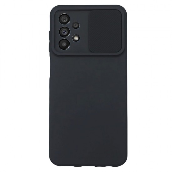 Capa Silicone Gel Samsung Galaxy A23 4g/5g Preto Com Protetor De Câmera E Janela Deslizante