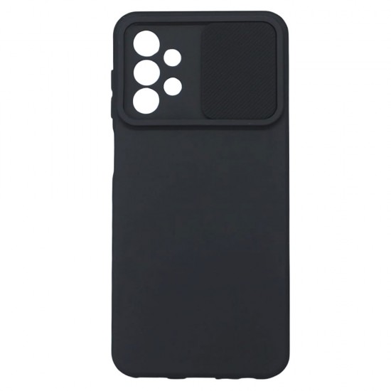 Capa Silicone Gel Samsung Galaxy A23 4g/5g Preto Com Protetor De Câmera E Janela Deslizante