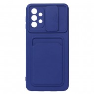 Samsung Galaxy A32 5G A326 Blue With Camera Protector And Pocket For Cards Silicone Gel Case