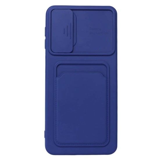 Capa Silicone Gel Samsung Galaxy A32 5g A326 Azul Com Protetor De Câmera E Bolsa Para Cartão