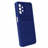 Samsung Galaxy A32 5G A326 Blue With Camera Protector And Pocket For Cards Silicone Gel Case