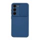 Capa Silicone Gel Samsung Galaxy S23 Azul Marinho Com Protetor De Câmera E Janela Deslizante