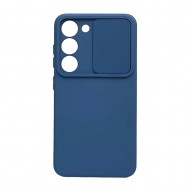Samsung Galaxy S23 Navy Blue With Camera Protector And Sliding Window Silicone Gel Case