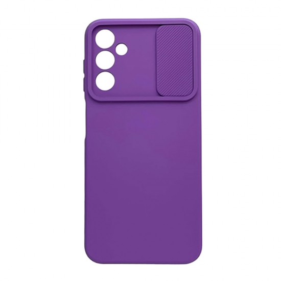 Capa Silicone Gel Samsung Galaxy A14 4g/5g Roxo Com Protetor De Câmera E Janela Deslizante