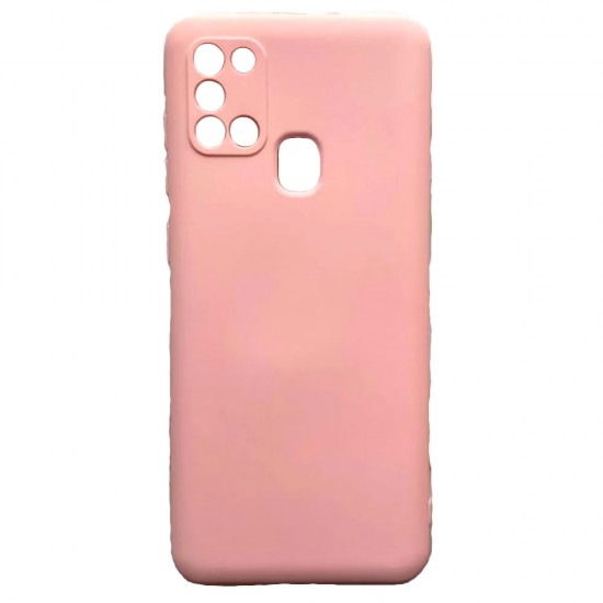 Capa Silicone Gel Samsung Galaxy A21s Rosa Com Protetor De Câmera