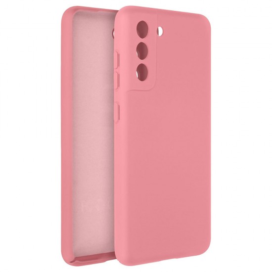 Capa Silicone Gel Samsung Galaxy S21 Rosa Com Protetor De Camera