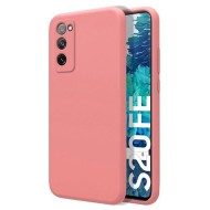Capa Silicone Gel Samsung Galaxy S20 Fe Rosa Com Protetor De Câmera Robusta