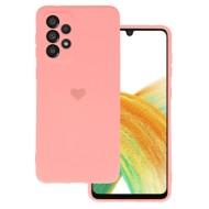 Samsung Galaxy A33 5G Pink Heart With Camera Protector Silicone Gel Case