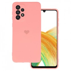 Samsung Galaxy A33 5G Pink Heart With Camera Protector Silicone Gel Case