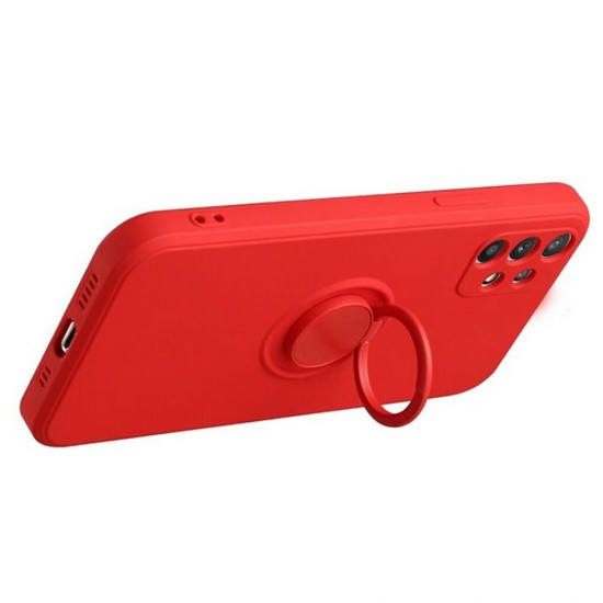 Capa Silicone Gel Samsung Galaxy A33 5g Vermelho Com Anel De Dedo E Corda