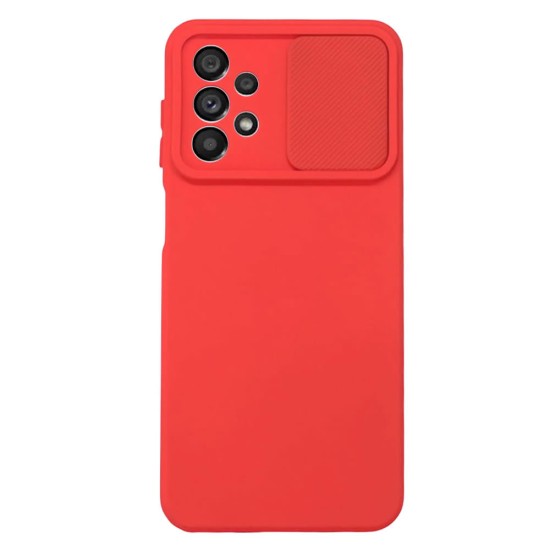 Capa Silicone Gel Samsung Galaxy A23 4g/5g Vermelho Com Protetor De Câmera E Janela Deslizante