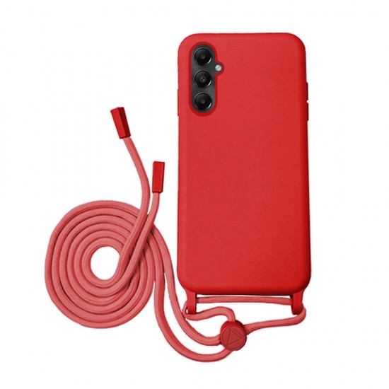 Capa Silicone Samsung Galaxy A55 5g Vermelho Robusta Com Corda Capa Silicone Samsung Galaxy A55 5g Vermelho Robusta Com Corda