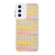 Samsung Galaxy A54 5G White Fabric Tweed Silicone Gel Case With Camera Protector