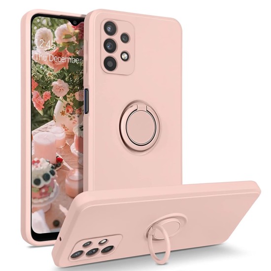 Samsung Galaxy A33 5g Light Pink With Camera Protector, Ring And String Silicone Gel Case