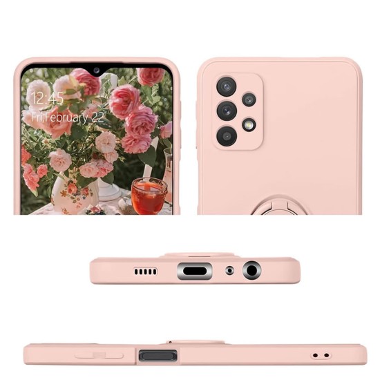 Samsung Galaxy A33 5g Light Pink With Camera Protector, Ring And String Silicone Gel Case
