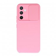 Capa Silicone Gel Samsung Galaxy A34 5g Rosa Com Protetor De Câmera E Janela Deslizante