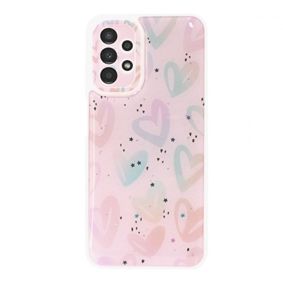 Capa Silicone Dura Samsung Galaxy A13 4g/5g Branco Corações Com Protetor De Câmera Capa Silicone Dura Samsung Galaxy A13 4g/5g Branco Corações Com Protetor De Câmera