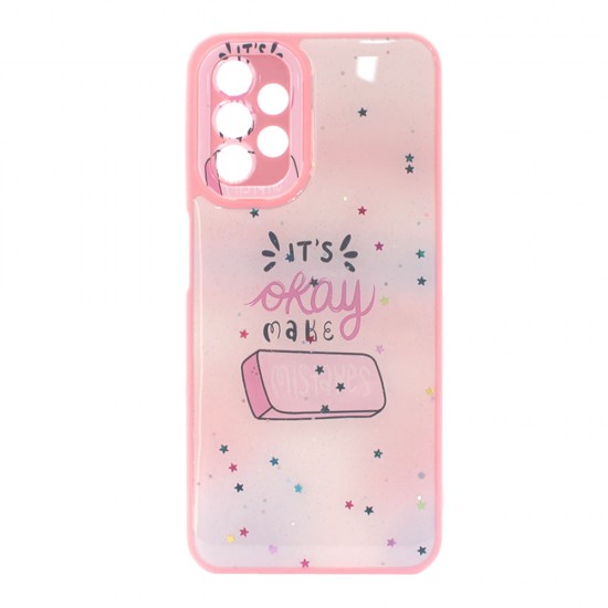 Samsung Galaxy A13 4G/5G Pink Mistakes Hard Silicone Case With Camera Protector Samsung Galaxy A13 4G/5G Pink Mistakes Hard Silicone Case With Camera Protector