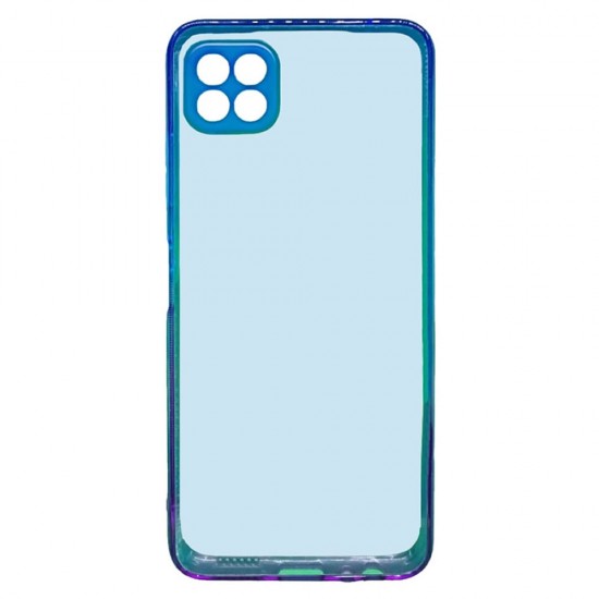 Capa Silicone Gel Bumper Samsung Galaxy A22 5g Azul Gradiente Com Protetor De Câmera