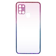Capa Silicone Gel Bumper Samsung Galaxy A21s Rosa Gradiente Com Protetor De Câmera