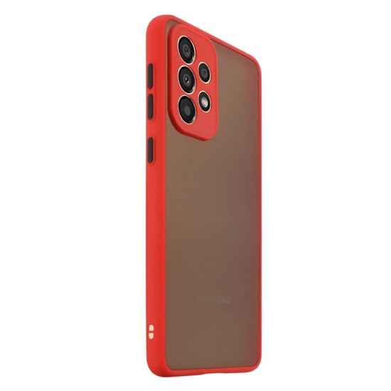 Capa Silicone Gel Bumper Samsung Galaxy A33 5g Vermelho Com Protetor De Câmera