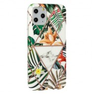 Silicone Gel Case With Design Samsung Galaxy A21s White Cosmo Castanho Flor Marmore