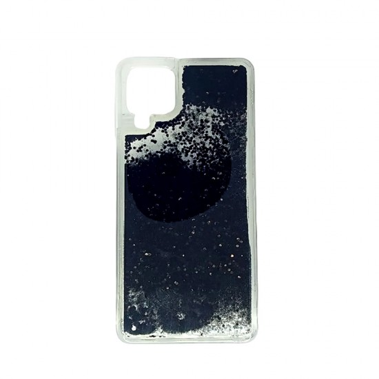 Capa Silicone Gel Liquido Glitter Samsung Galaxy A12 / A125 Preto