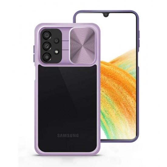 Capa Silicone Tpu Samsung Galaxy A23 5g Lilás Auto Focus Com Janela Deslizante