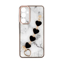 Capa Silicone Tpu Samsung Galaxy A55 5g Branco Com Protetor De Câmera E Corrente Design 6