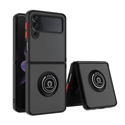 Capa Silicone Tpu Com Anel De Dedo Magnético Samsung Galaxy Z Flip4 Preto