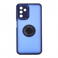 Capa Silicone Com Anel De Dedo Samsung Galaxy A55 5g Azul Com Protetor De Câmera Elektro