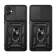 Capa Silicone Tpu Com Anel De Dedo Samsung Galaxy A05 Preto Com Protetor De Câmera E Janela Deslizante