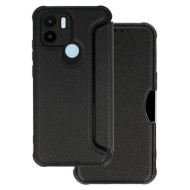 Xiaomi Redmi A1 Black Razor Carbon Flip Cover Case With Camera Protector