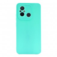 Capa Silicone Xiaomi Redmi 12c Verde Turquesa Com Protetor De Câmera 3d