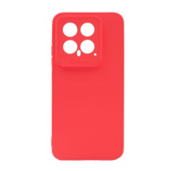 Capa Silicone Xiaomi 14 Vermelho Com Protetor De Câmera 3d