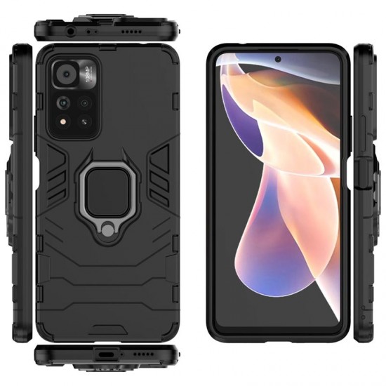 Xiaomi Redmi Note 11 Pro/Note 11 Pro 5G Black Ring Armor Armor Carbon Anti-Shock Silicone Case