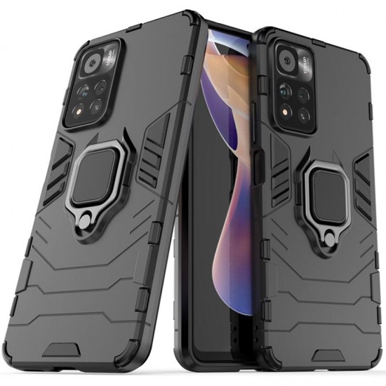 Capa Silicone Anti-Choque Armor Carbon Xiaomi Redmi Note 11 Pro/Note 11 Pro 5g Preto Ring Armor