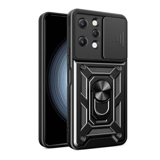 Funda De Silicona TPU Con Anillo Para El Dedo Xiaomi Redmi 12 Negro Con Protector De Cámara Y Ventana Deslizante Funda De Silicona TPU Con Anillo Para El Dedo Xiaomi Redmi 12 Negro Con Protector De Cámara Y Ventana Deslizante