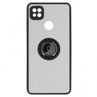 Capa Silicone Tpu Com Anel De Dedo Magnético Xiaomi Redmi 10a/9c Preto Com Protetor De Câmera
