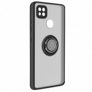 Capa Silicone Tpu Com Anel De Dedo Magnético Xiaomi Redmi 10a/9c Preto Com Protetor De Câmera