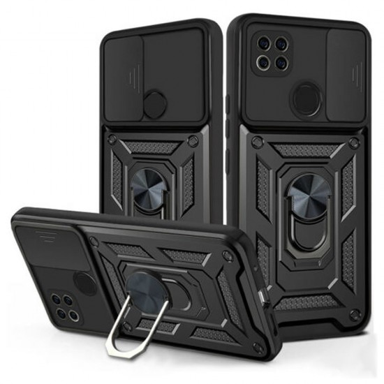 Capa Silicone Com Anel De Dedo Xiaomi Redmi 9c Preto Com Protetor De Câmera E Janela Deslizante Capa Silicone Com Anel De Dedo Xiaomi Redmi 9c Preto Com Protetor De Câmera E Janela Deslizante