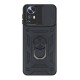 Xiaomi 12T/12T Pro Black Finger Ring Silicone Case With Sliding Window