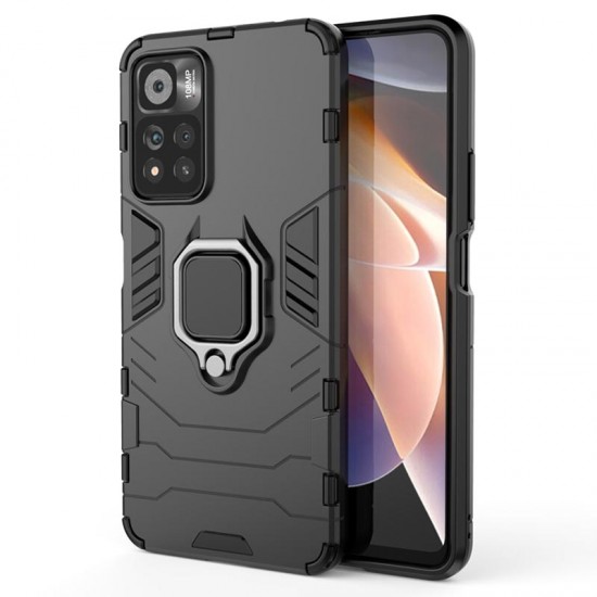 Capa Silicone Dura E Metal Com Anel De Dedo Xiaomi Poco M4 Pro 5g Preto Ring Armor Case