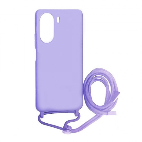 Capa Silicone Xiaomi Redmi 13c Lilás Robusta Com Corda Capa Silicone Xiaomi Redmi 13c Lilás Robusta Com Corda