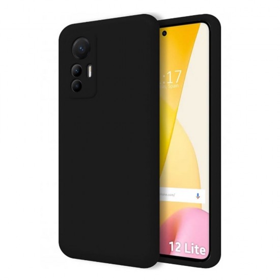 Capa Silicone Gel Xiaomi 12 Lite Preto Com Protetor De Câmera