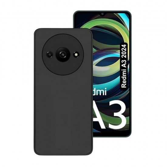 Capa Silicone Xiaomi Redmi A3 Preto Com Protetor De Câmera