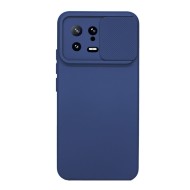 Capa Silicone Gel Xiaomi 13 Azul Marinho Com Protetor De Câmera E Janela Deslizante