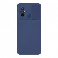 Capa Silicone Gel Xiaomi Redmi 12c Azul Marinho Com Protetor De Câmera E Janela Deslizante